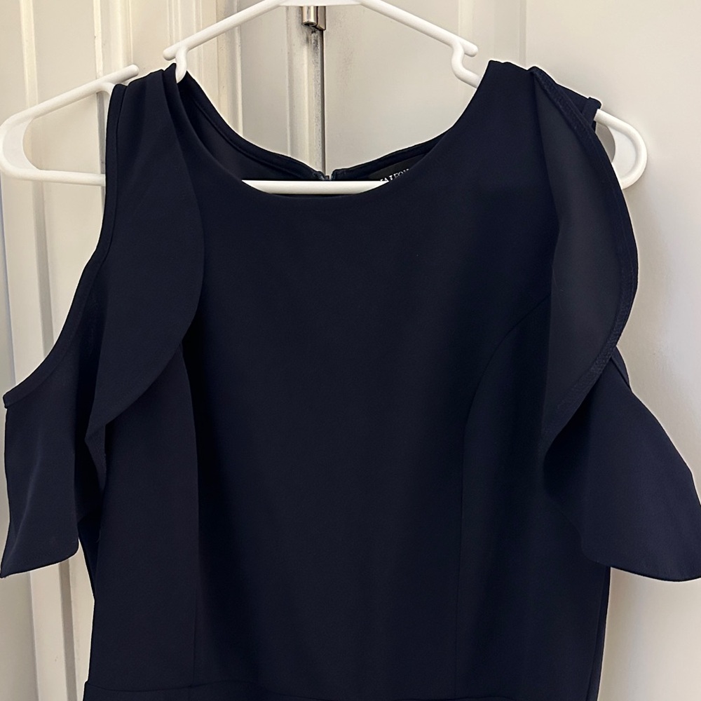 Nina Leonard Cold Shoulder Navy Dress